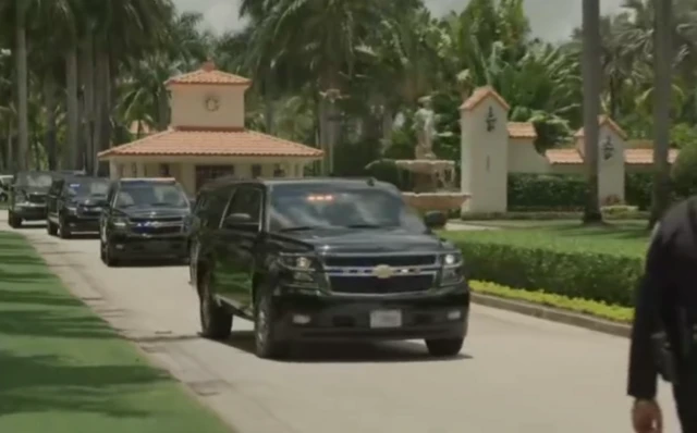 Donald Trump motorcade departs for court