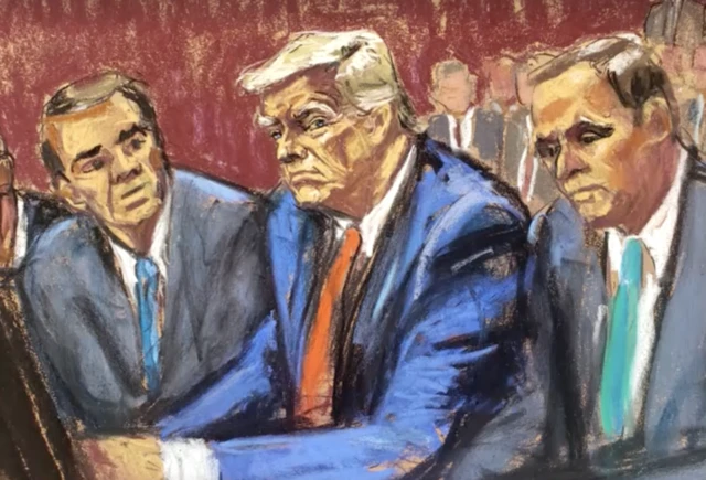 Trump in courtroom sketch