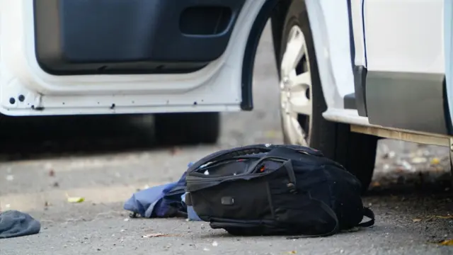 A picture of a rucksack outside the van