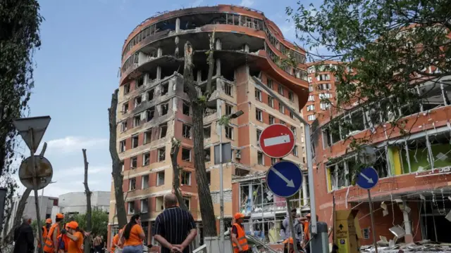 A shopping mall damaged by a Russian missile strike in Odesa