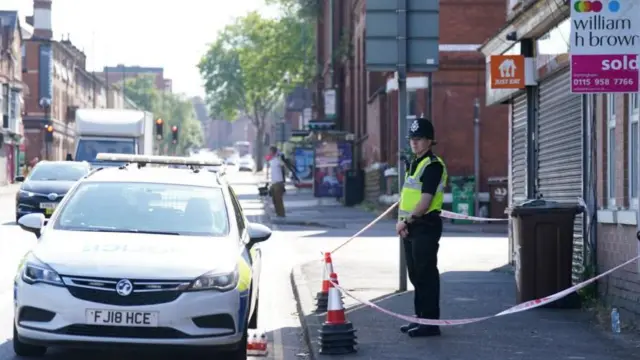 Police remain in position on Ilkeston Road