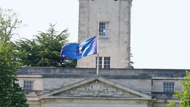 Flag at half mast outside the University of Nottingham