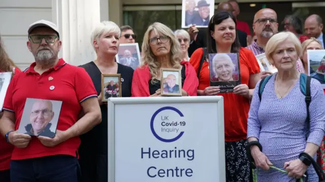 Campaigners gather outside UK Covid-19 inquiry