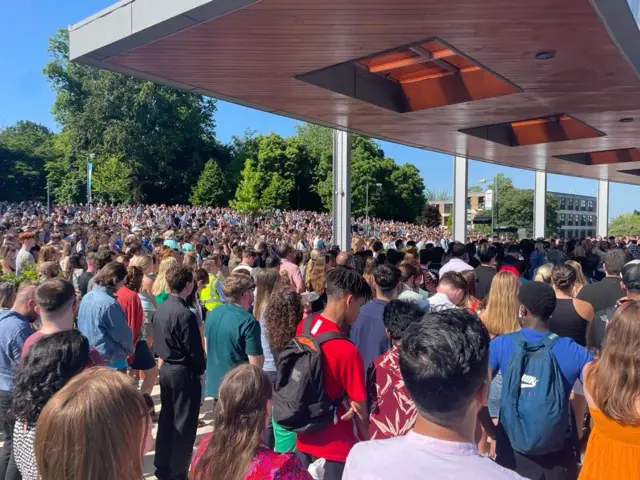 People listen to the vigil at the University of Nottingham