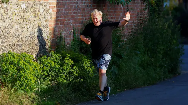 Boris Johnson was seen going for a jog near his home this morning