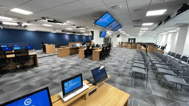 Empty Covid inquiry room in London