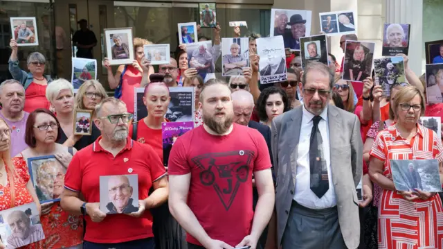 Covid Bereaved Families For Justice outside the UK Covid-19 Inquiry