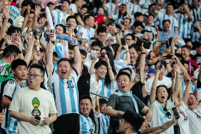 Argetnina fans in the Workers Stadium in Beijing