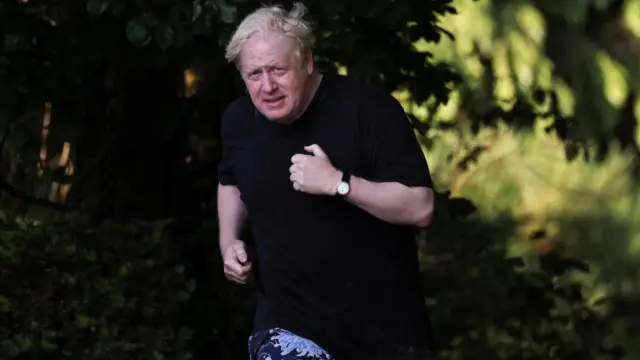 Boris Johnson out jogging on Thursday