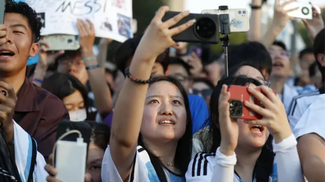 Crowds out in Beijing for Lionel Messi