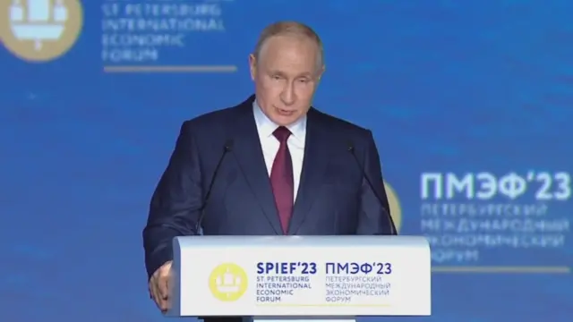 Vladimir Putin speaking in St Petersburg