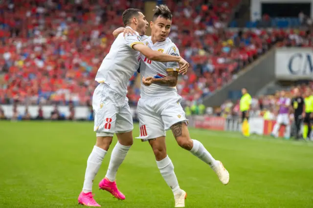 Armenia celebrate a goal