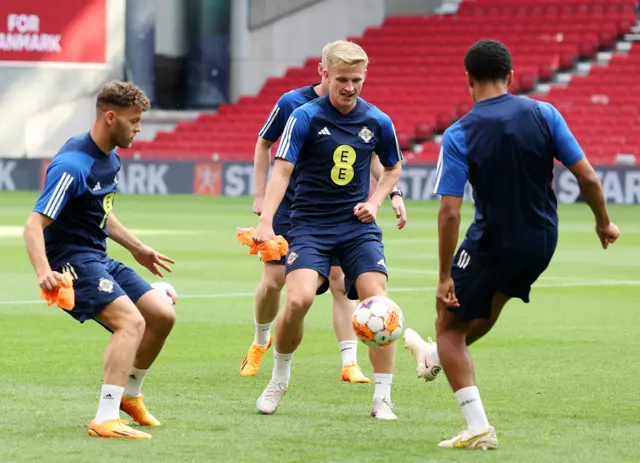 Northern Ireland trained in the Parken Stadium on Thursday night