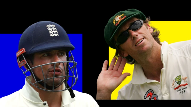 Alastair Cook and Glenn McGrath graphic