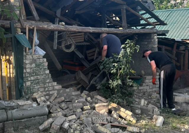 Rebuilding efforts already started in the town of Stari Petrivtsi that was hit only hours ago