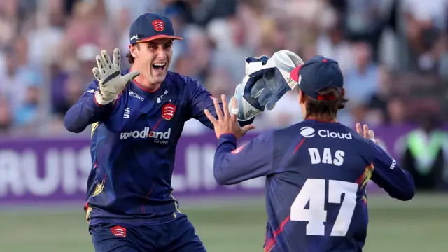 Essex celebrate a wicket