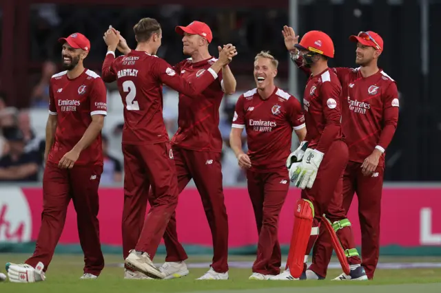 Lancashire celebrate a wicket at Northants