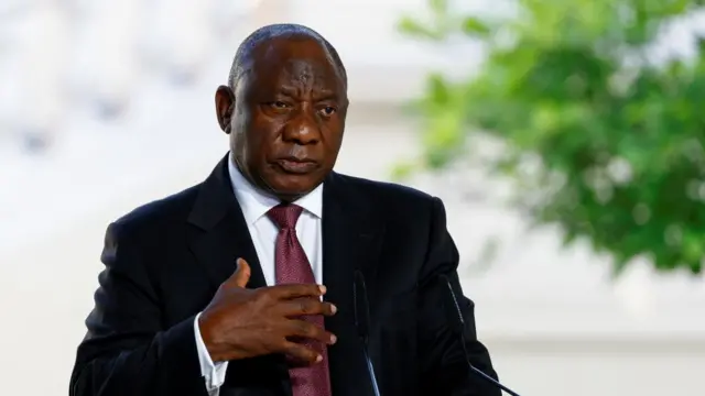 Cyril Ramaphosa speaks at a joint press conference in Kyiv