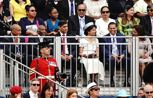 Prime Minister Rishi Sunak watching the Trooping the Colour