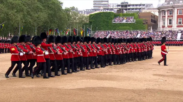 Soldiers preparing to Troop the Colour