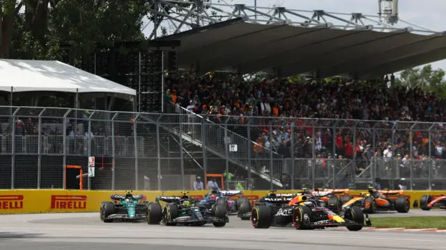 verstappen leads hamilton at the start of the race