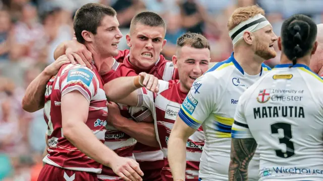 Wigan celebrate try