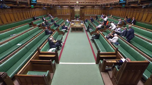 A wide shot of the House of Commons