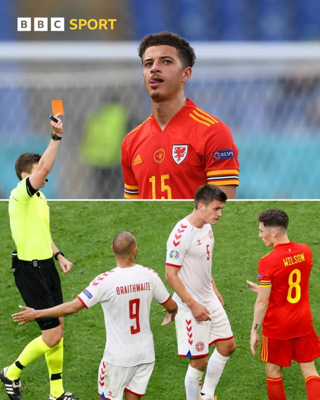 Ethan Ampadu and Harry Wilson shows red cards