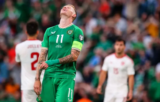 James McClean rues his miss against Gibraltar