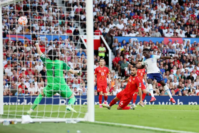 Bukayo Saka scores for England in their Euro 2024 qualifier against North Macedonia