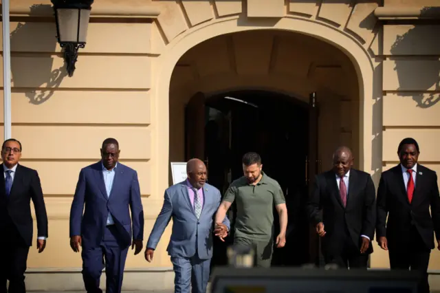 African leaders with Zelensky