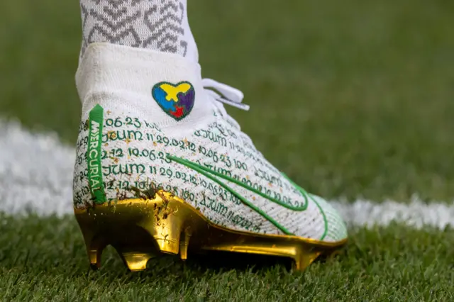 James McClean's boots to commemorate his 100th appearance for the Republic of Ireland