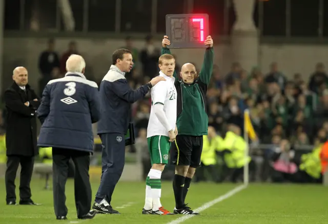 James McClean comes on as a substitute for the Republic of Ireland