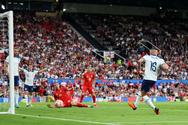 Kalvin Phillips scores England's sixth goal in their Euro 2024 qualifier against North Macedonia