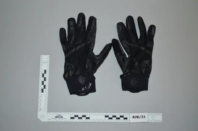 Some black gloves