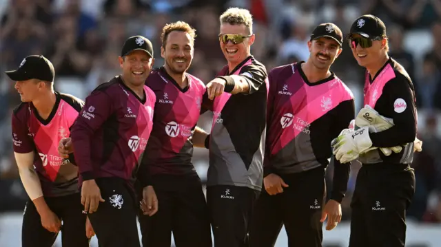 Somerset celebrate wicket