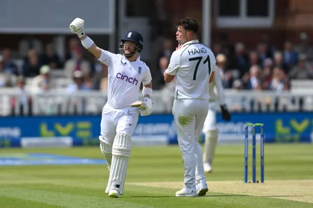 Ben Duckett celebrates his century against Ireland at Lord's