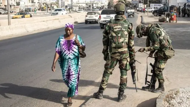 Soldiers in the Yoff neighbourhood of Dakar, Senegal.