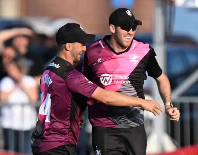 Lewis Gregory and Craig Overton celebrate