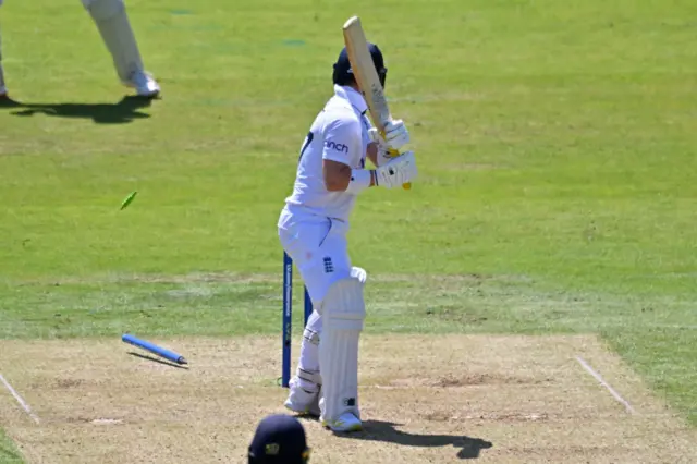 Ben Duckett is bowled by Ireland's Hume