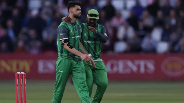 Leicestershire celebrate wicket