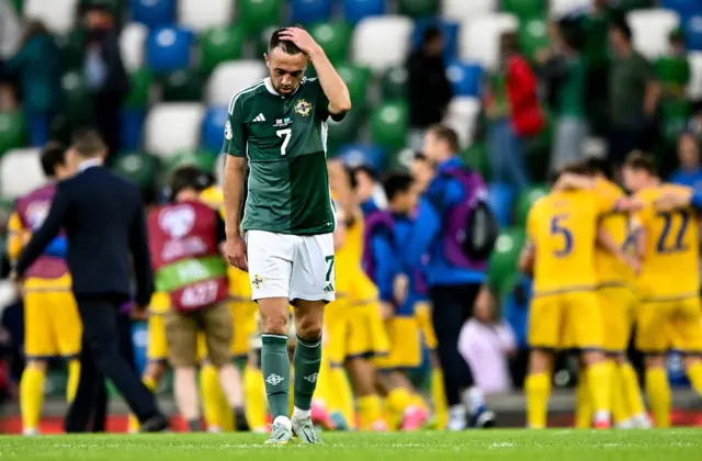 Northern Ireland's Conor McMenamin reacts in a 1-0 defeat at home to Kazakhstan