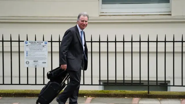 Oliver Letwin leaves after giving evidence to the UK Covid-19 Inquiry