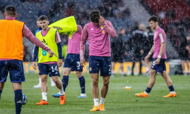 The rain is lashing down at Hampden