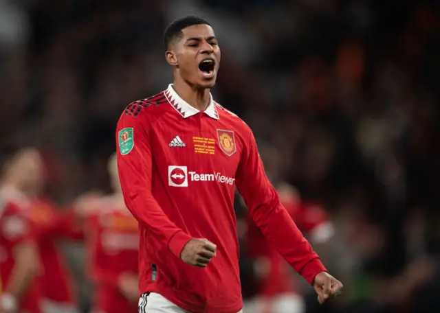 Manchester United's Marcus Rashford celebrates