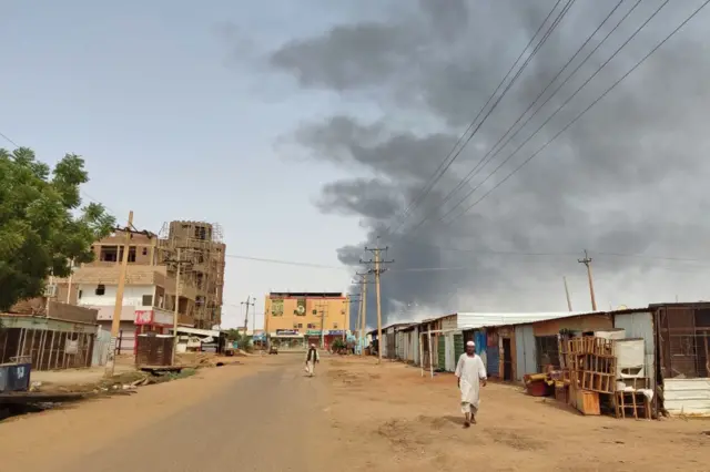 Smoke billows in southern khartoum on June 12, 2023