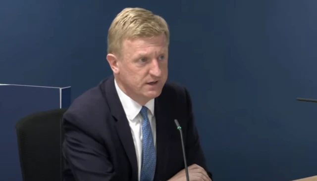 Deputy Prime Minister Oliver Dowden gives evidence at the Covid-19 inquiry