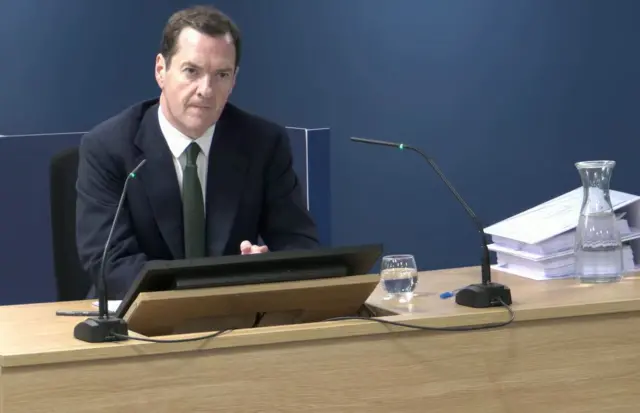 Video grab of former chancellor of the exchequer George Osborne giving evidence to the UK Covid-19 Inquiry