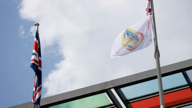 Flag over home office