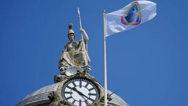 Flag flying above Liverpool town hall